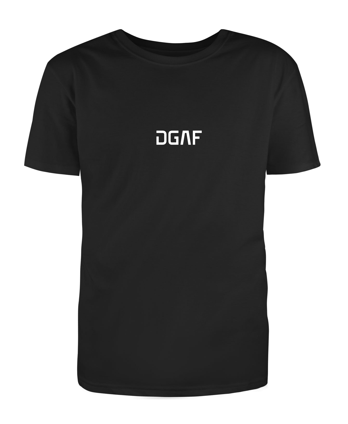 Front of Black T-shirt Wisey Gu DGAF logo